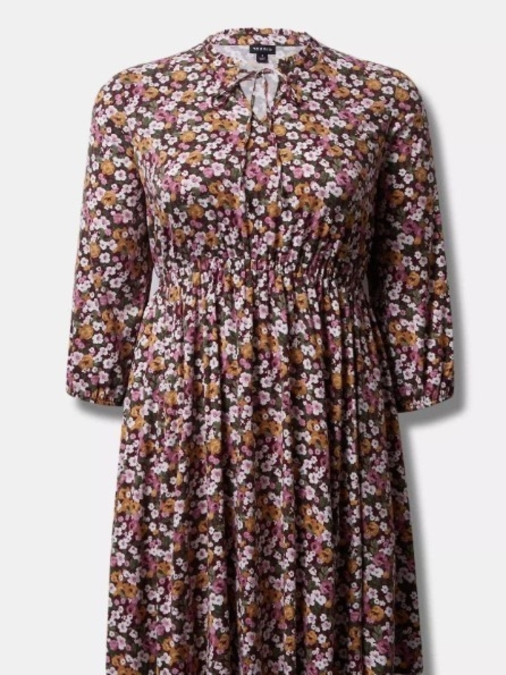 torrid Floral Ditsy Mini Dress in Burgundy, Pink, White & Sage - Picture 4 of 10